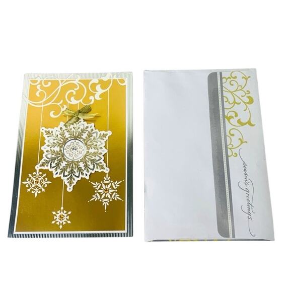 Hallmark Holiday Snowflake Cards Gold & Silver w 3D Glitter Snowflake 16 Cards - Picture 1 of 10